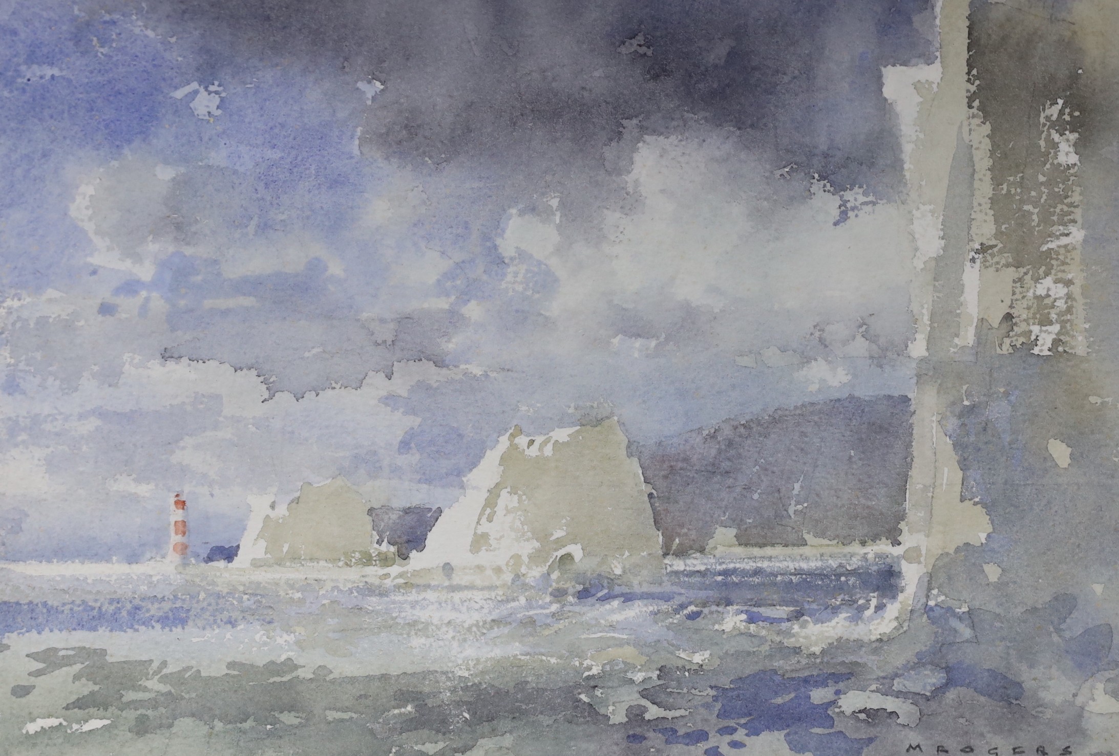 Malcolm Rogers (1915-), watercolour, 'The Needles, Isle of Wight', signed, 24 x 35cm